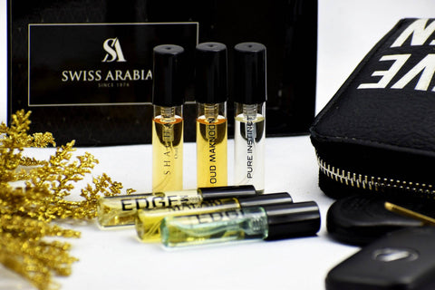 6 SA Sample-Edge & Intense Men, Malaki, Shaghaf Aswad, Maknoon, Pure Instinct - Intense oud
