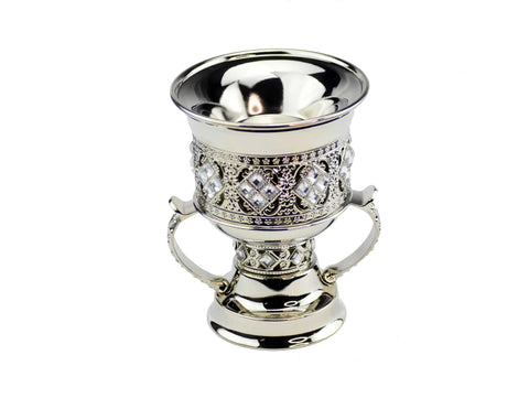 Trophy Style Incense Bakhoor Burner - 7 Inch - Silver - Intense oud