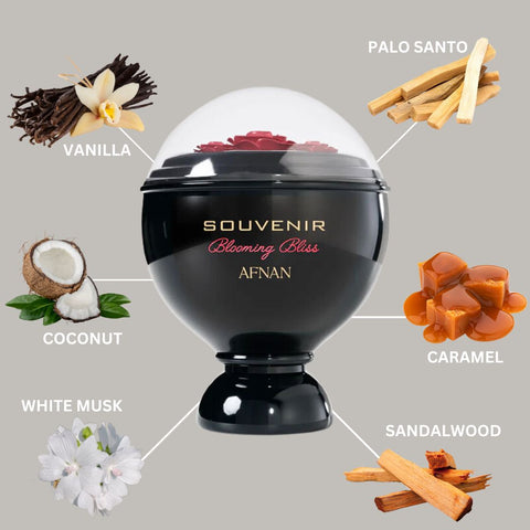 Souvenir Blooming Bliss Eau De Parfum Spray 100ML (3.4 OZ) By Afnan | A Sweet Blend Of Vanilla, Coconut & Caramel, Offering A Gourmand Escape With A Creamy Finish. - Intense Oud