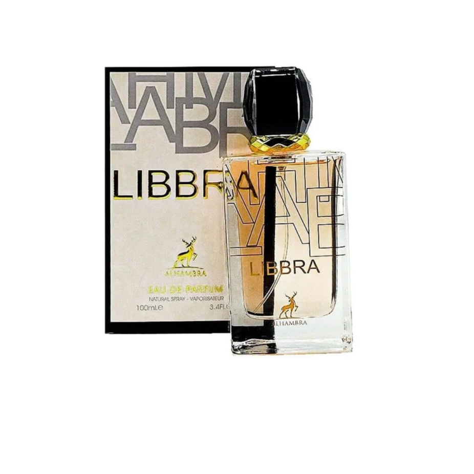 Maison Alhambra Libbra, Musk Vanille & La Vita Bella Eau de Parfum sprays 100ml bundle with elegant bottles and spray nozzles.
