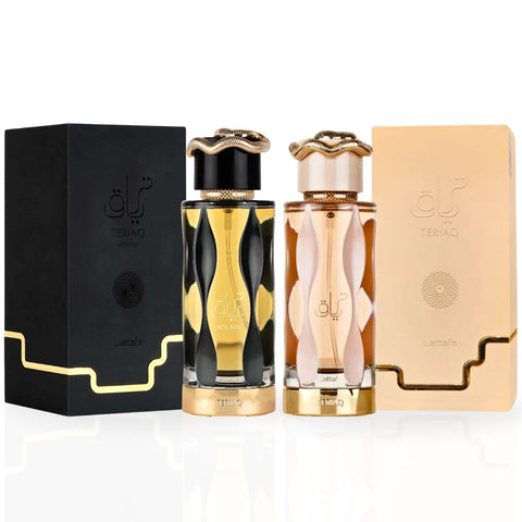 Teriaq & Teriaq Intense EDP Sprays 100ML (3.4 OZ) By Lattafa | Stand Out With These Distinct, Daring Fragrances. (BUNDLE) - Intense Oud