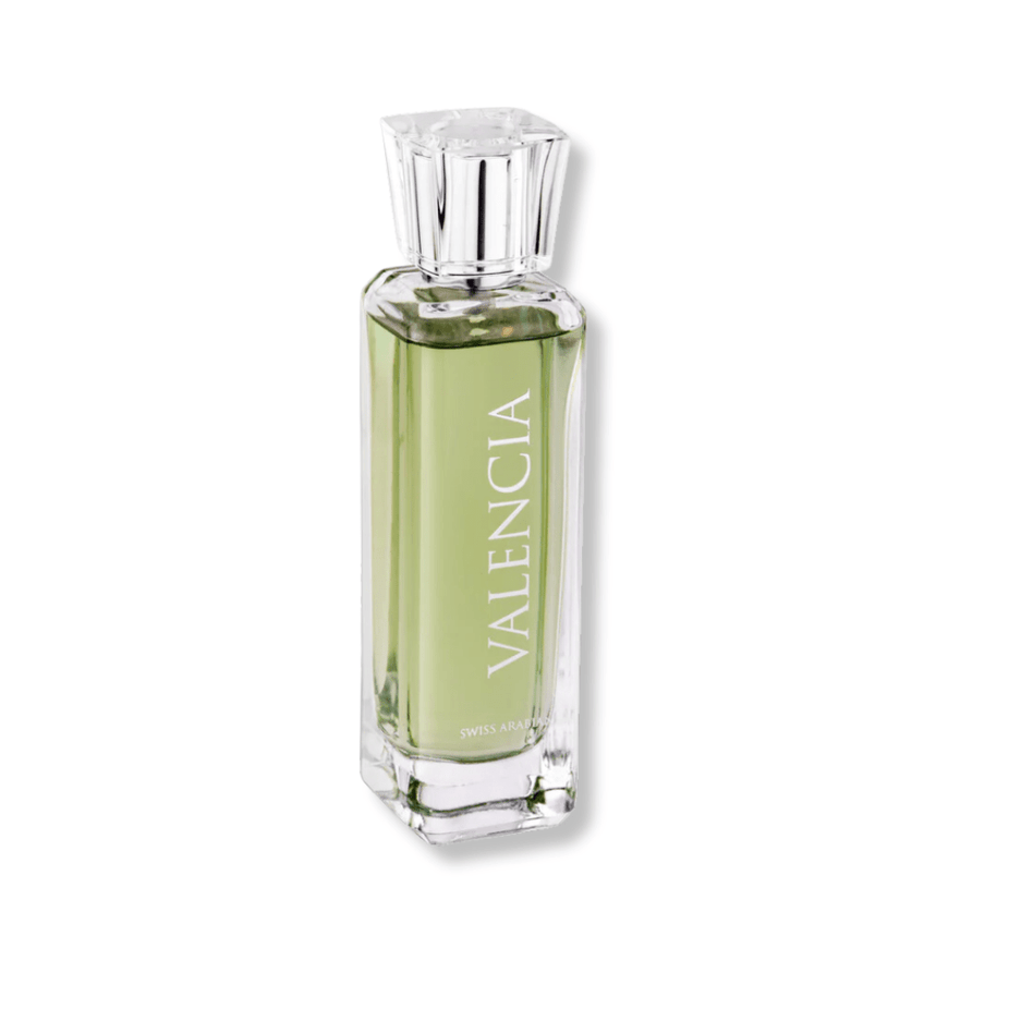 Swiss Arabian Valencia Eau De Parfum 100ML bottle with elegant design and fragrance details visible in the image.