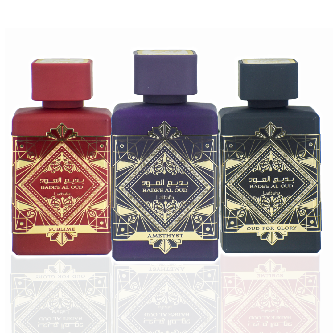 Bade'e Al Oud for Glory,Badee Al Oud Amethyst & Bade'e Al Oud Sublime EDP-100ml by Lattafa