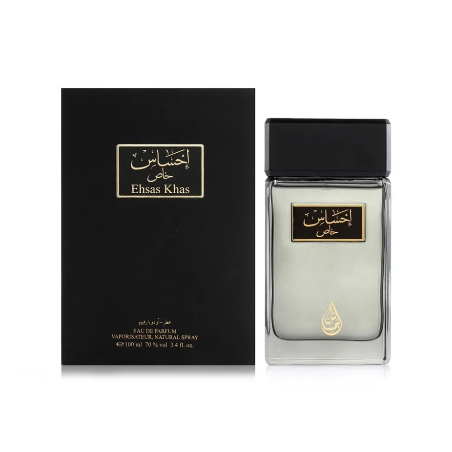 Arabian Oud Ehsas Khas Eau De Parfum 100ml bottle with elegant packaging and Arabian Oud branding.