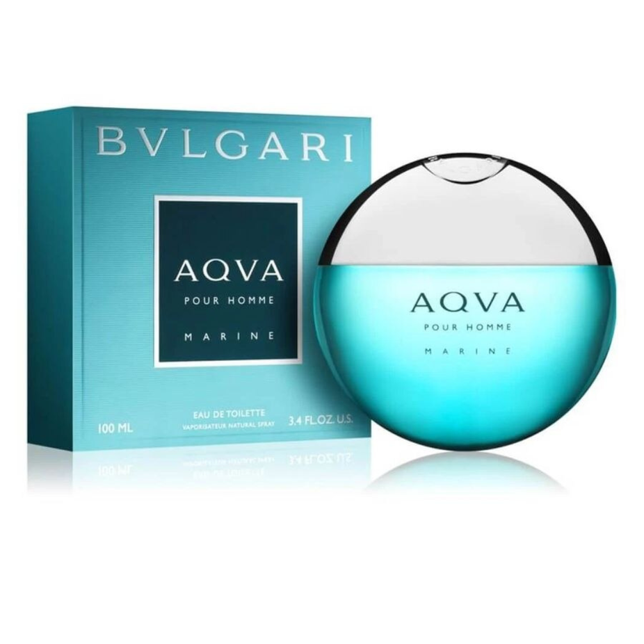 Bvlgari Aqva Pour Homme Marine Eau De Toilette 100ml bottle with sea-inspired design and fresh aquatic scent.