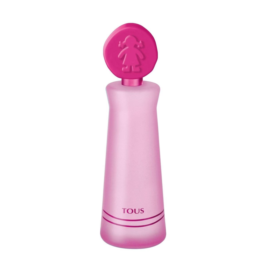 Tous Kids Girl Eau De Toilette 100ml bottle with pink floral design, featuring a playful and fresh scent for young girls.