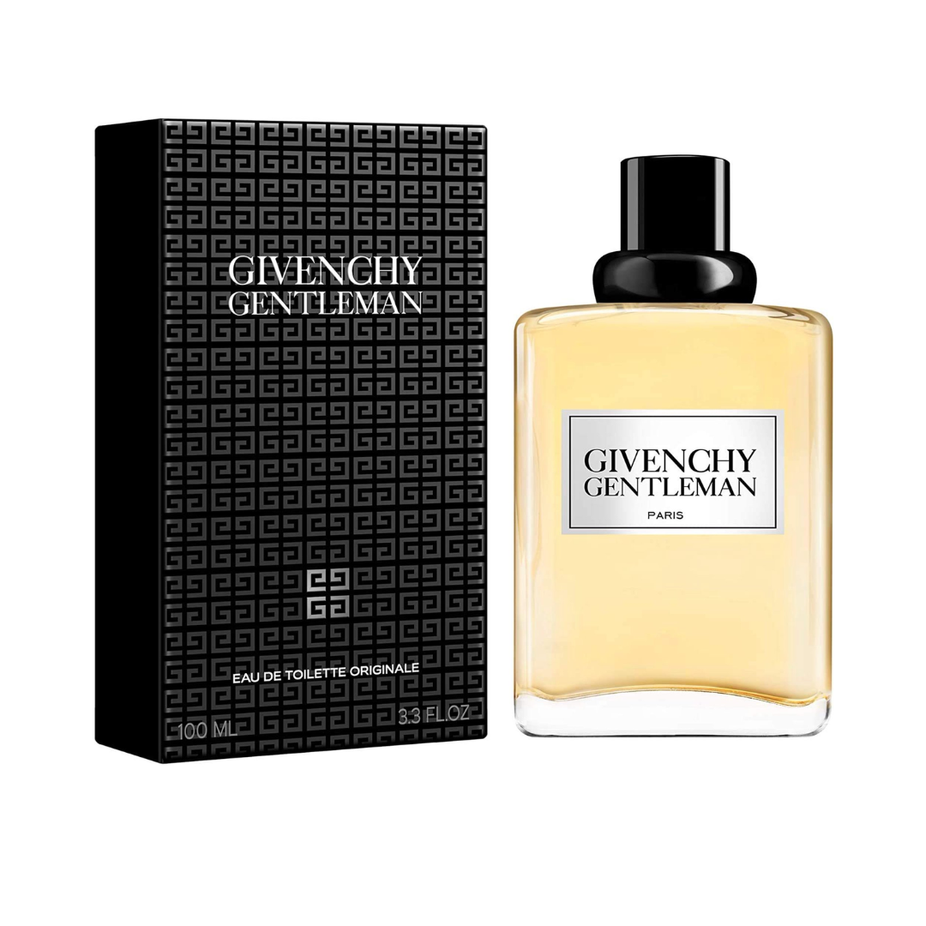 Givenchy Gentleman Originale 100ml Eau de Toilette bottle, sleek design, with the fragrance visible in the image.
