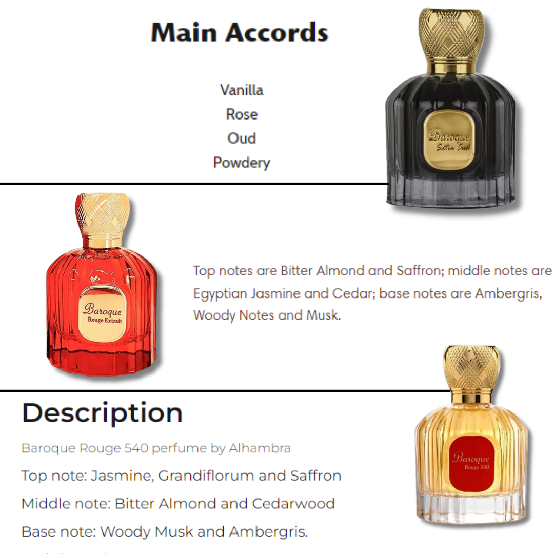 Baroque Rouge 540, Satin Oud & Rouge Extrait - Eau de Parfum Sprays ...