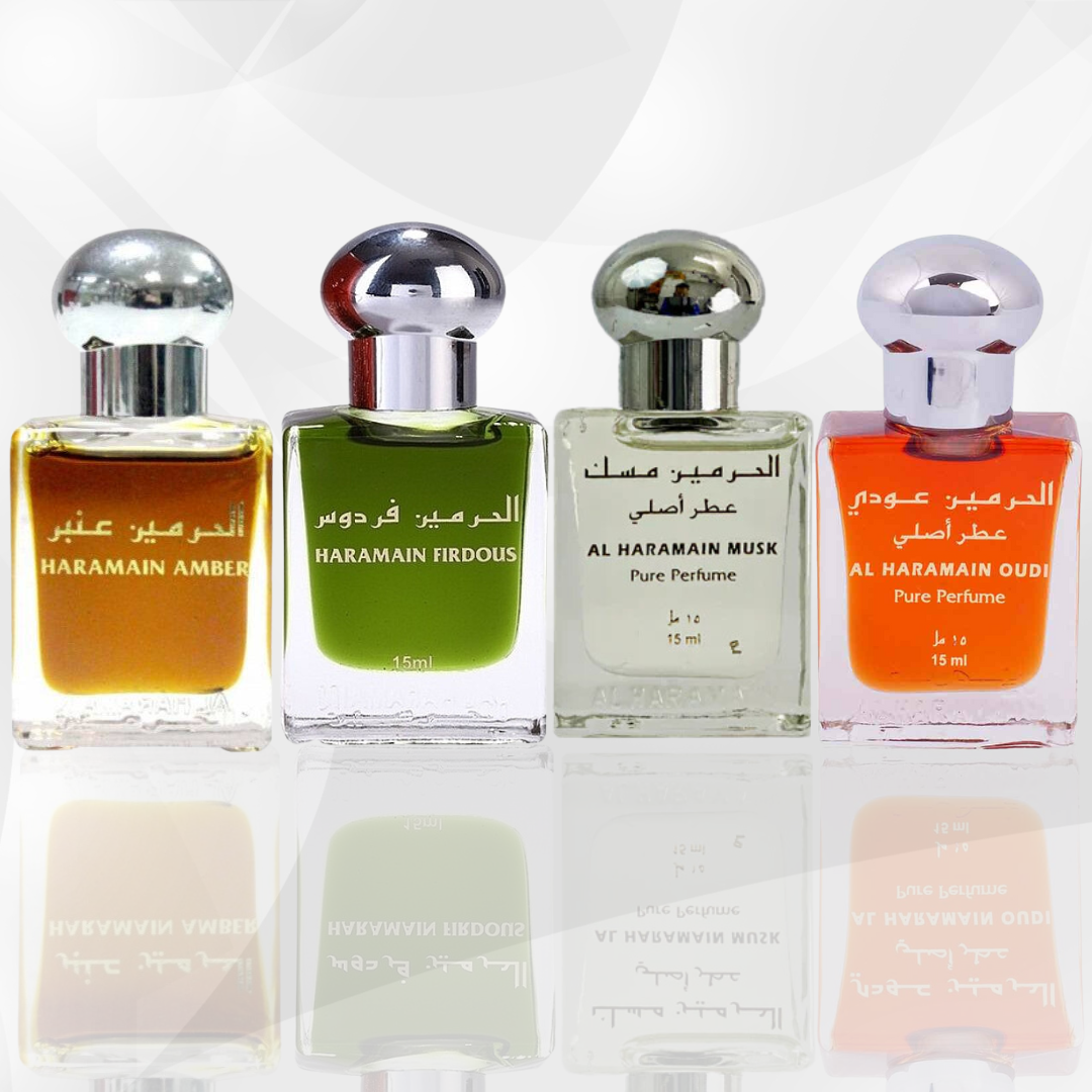 Amber,Firdous, Musk & Oudi Perfume Oil - 15Ml (0.51 Oz) By Al Haramain - Intense Oud