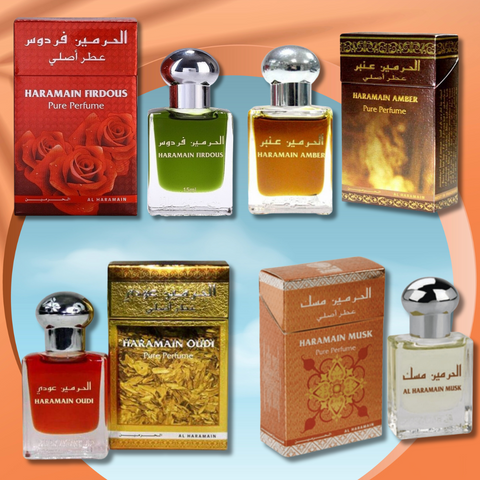 Amber,Firdous, Musk & Oudi Perfume Oil - 15Ml (0.51 Oz) By Al Haramain - Intense Oud