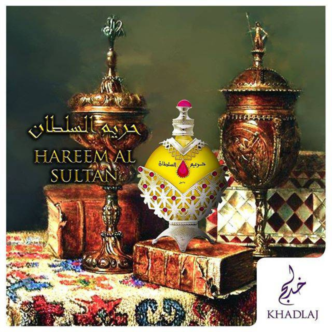 Hareem Al Sultan Silver Perfume Oil-35ML by Khadlaj (WITH VELVET POUCH) - Intense Oud