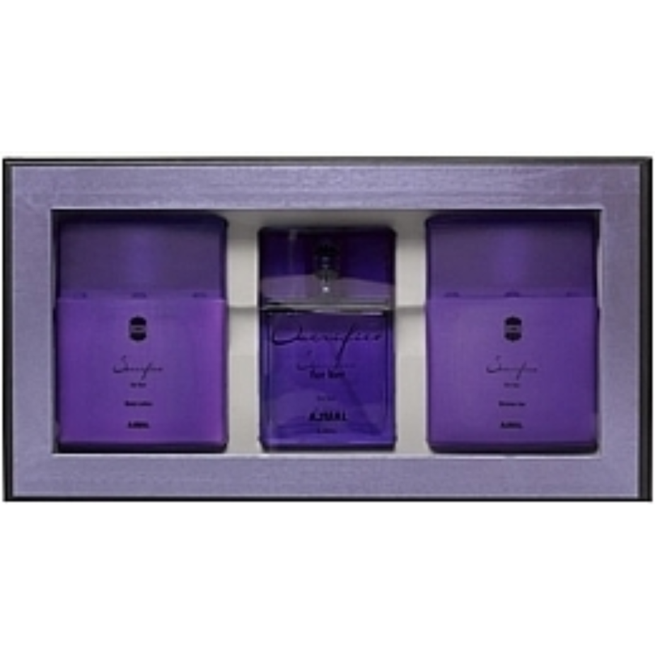 Ajmal Sacrifice for Women perfume gift set with elegant bottles and packaging, ideal for gifting or personal use.