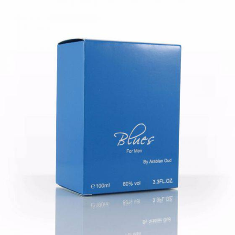 Arabian Oud Blues EDP 100ml bottle with sleek design, showcasing the elegant fragrance bottle for Eau De Parfum.