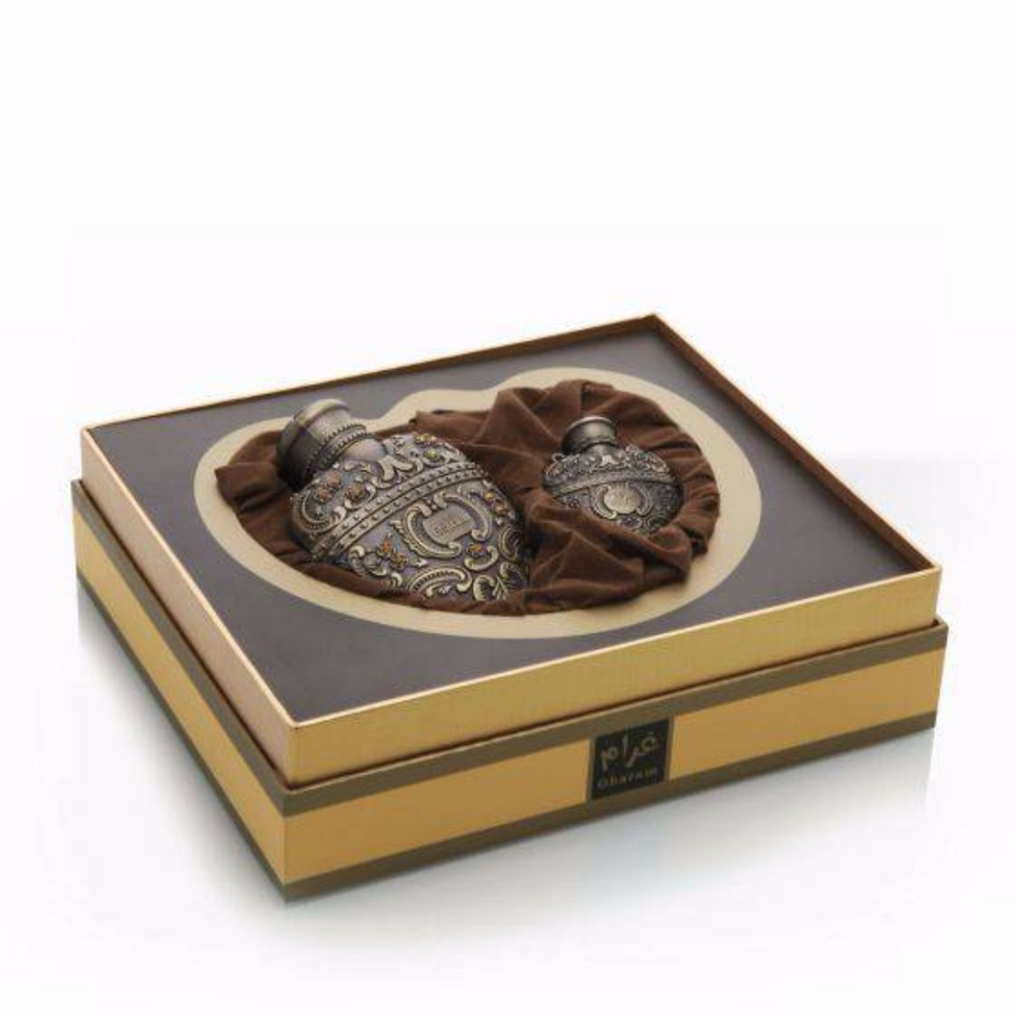Arabian Oud Gharam Oil 25ML Eau de Parfum bottle with elegant packaging and floral fragrance design.