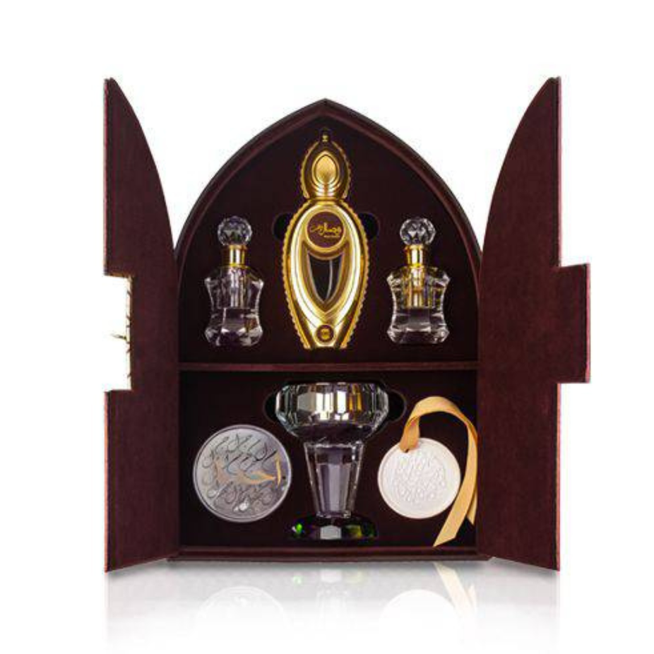 Ajmal Tourist Perfume Gift Set with multiple fragrance bottles in elegant packaging, ideal for travel and gifting.