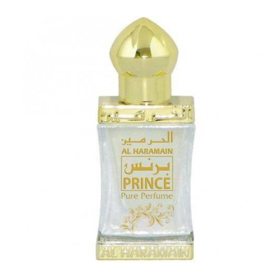 Al Haramain Prince Perfume Oil 12ml, concentrated fragrance in a small glass bottle, with elegant packaging.