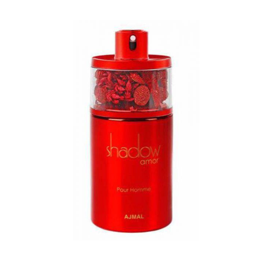 Ajmal Shadow Amor for Men Eau De Parfum 75ML bottle with sleek black packaging and elegant design.