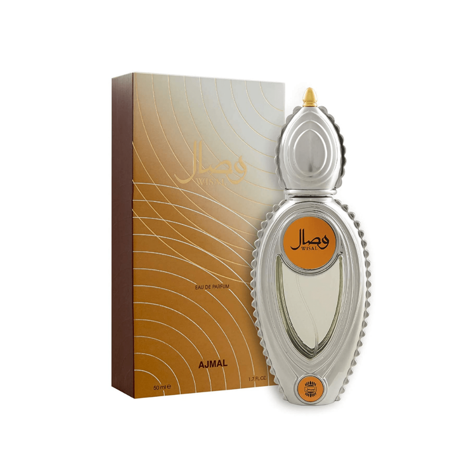 Ajmal Wisal EDP Eau de Parfum complete 2-piece set, featuring elegant bottles and floral, oriental fragrance notes.