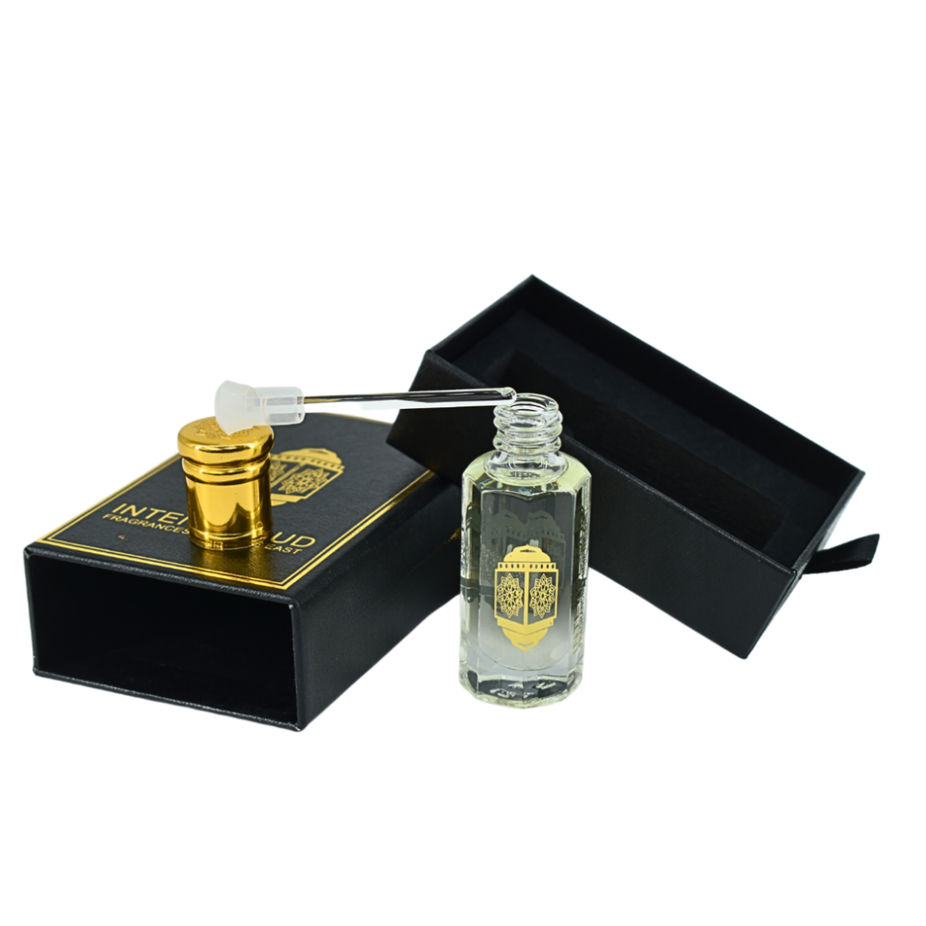 Intense Oud Cool Bleu men's perfume oil in a 12ml bottle with black gift box, loose oil fragrance for men