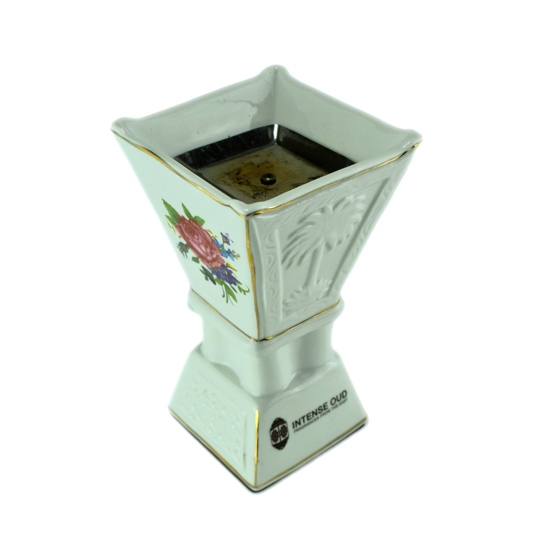 Ceramic Off-White Floral Print Electric Incense Bakhoor Burner by Intense Oud - Intense Oud