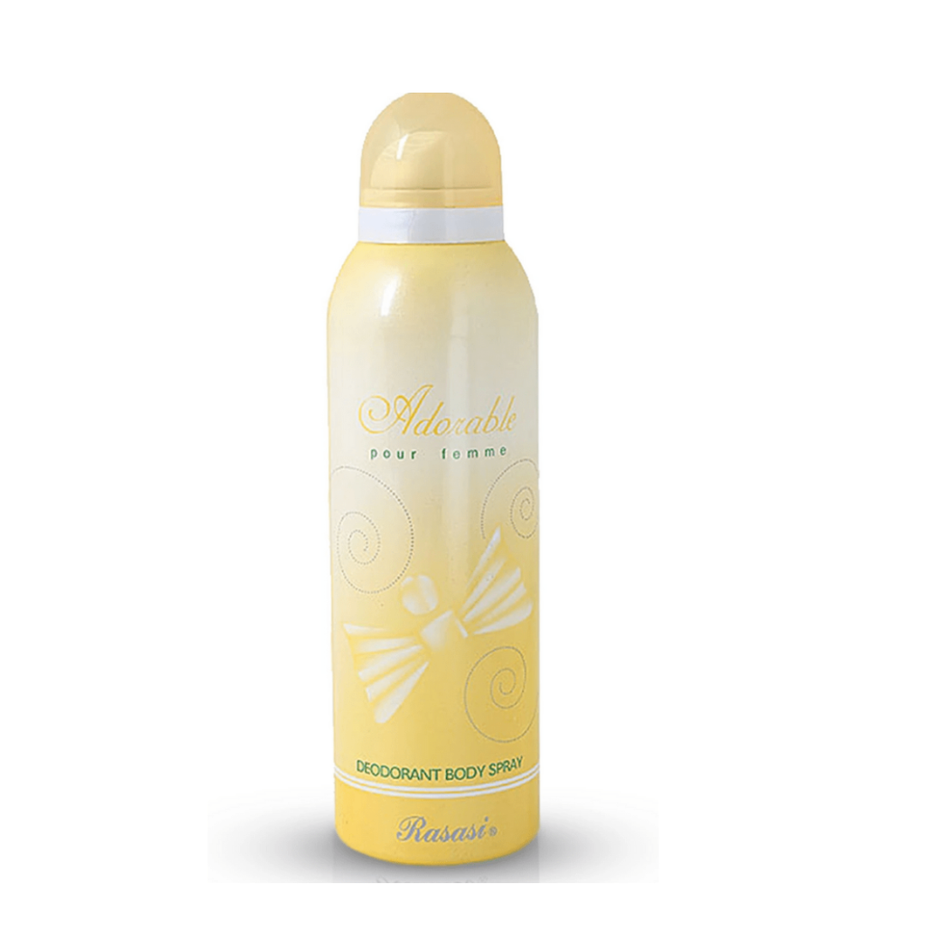 Rasasi women's deodorant bottle, 200ML, with a sleek design and floral accents, suitable for everyday wear.