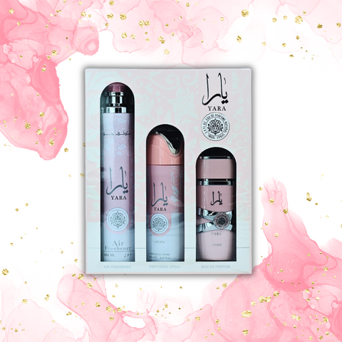 Yara EDP-100ML, Perfumed Spray 200ML, Air Freshener 300ML | Gift Set By Lattafa, A Scent of Timeless Beauty and Femininity for Modern Women. - Intense Oud