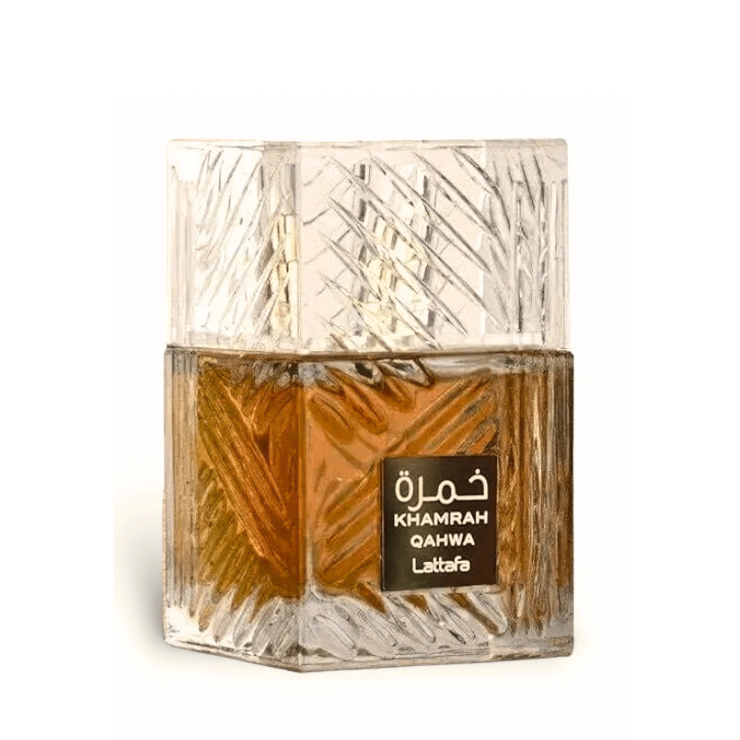 Khamrah Qahwa Eau De Parfum Spray 100ml (3.4 oz) by Lattafa (Velvet Pouch) - Intense Oud