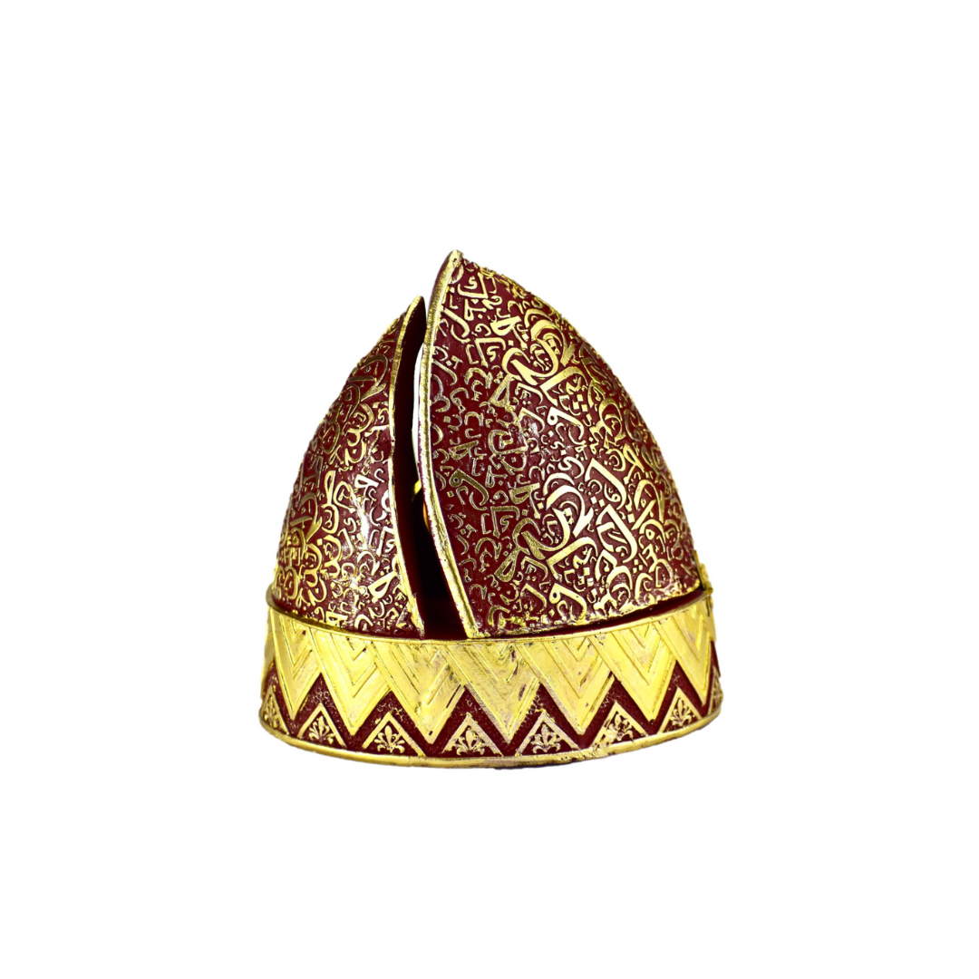 Calligraphy Arched Beehive Dome Style Closed Incense Bakhoor Burner - Red - Intense Oud