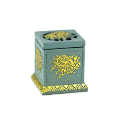 Calligraphy Cube Style Closed Incense Bakhoor Burner - Teal - Intense Oud