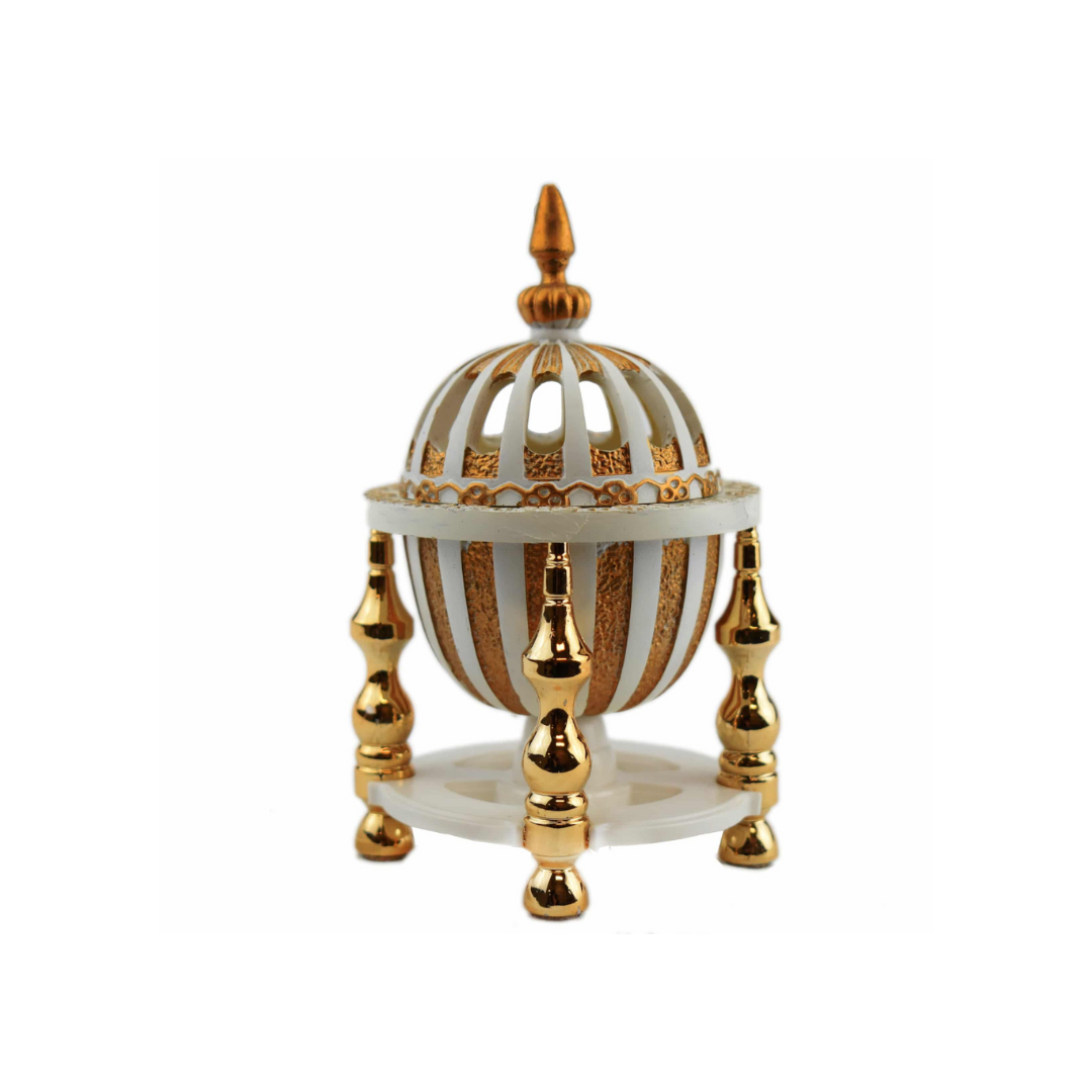 4 Pillar Resin Dome Style Incense Bakhoor/Oud Burner - White - Intense Oud