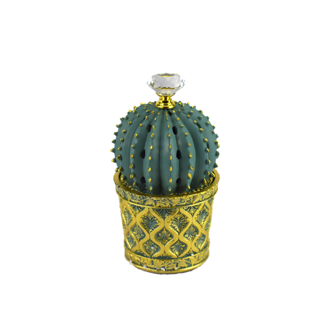 Succulent (Cactus) Style Closed Incense Bakhoor Burner - Teal - Intense Oud