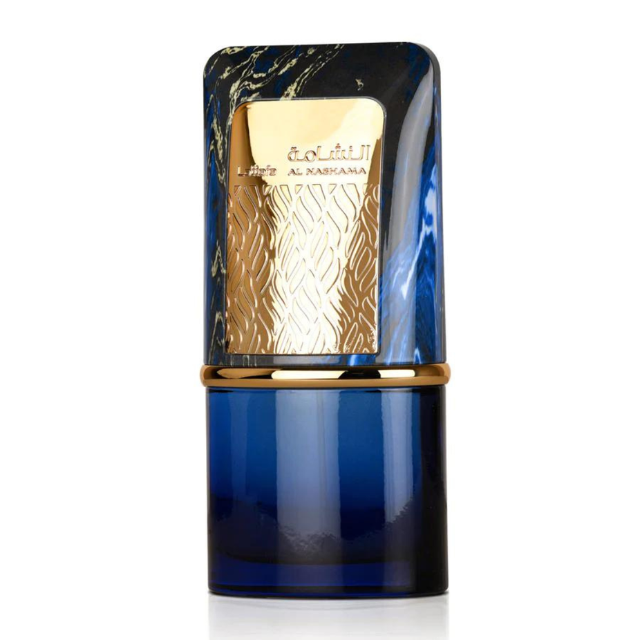 Lattafa Al Nashama Caprice Eau De Parfum 100ML bottle with elegant design and floral fragrance accents.