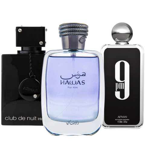 Hawas, Club de Nuit Intense, 9PM - For MEN EDP 100ML (3.4 OZ), Exquisite Fragrances, Collection For Men. (BUNDLE) - Intense Oud