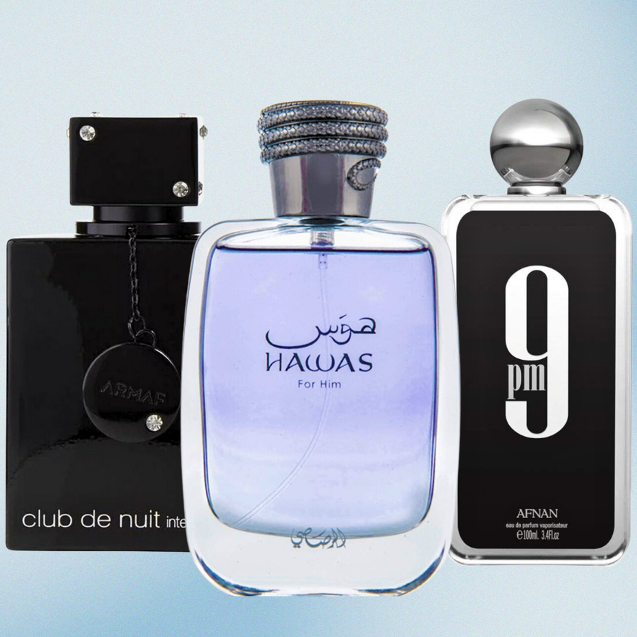 Hawas Club de Nuit Intense 9PM men's Eau De Parfum bottle from Intense Oud collection, 100ml, featuring sleek packaging and branding.