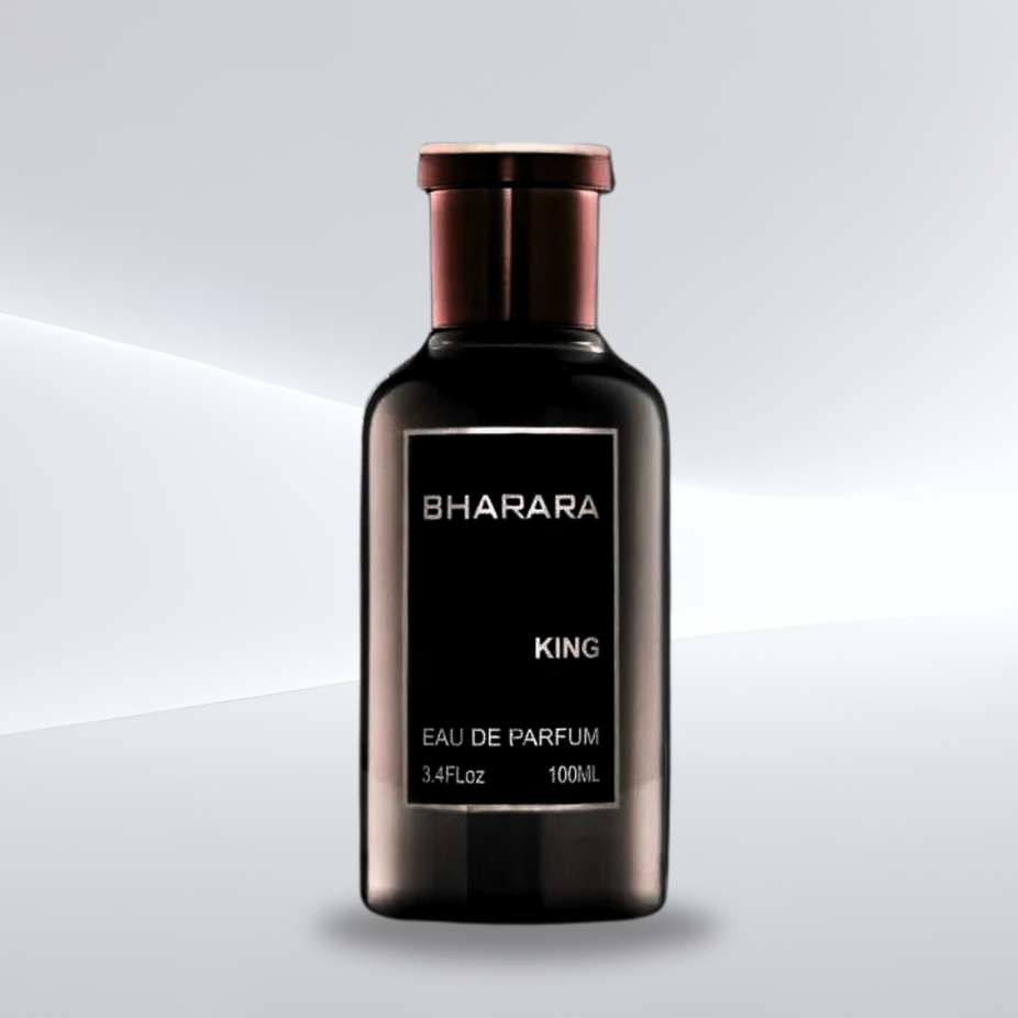 Bharara King Eau de Parfum spray 100ml bottle, showcasing elegant packaging and branding of BHARARA fragrance.