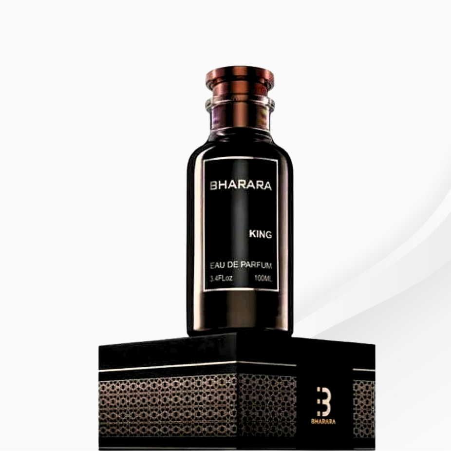 Bharara King Eau de Parfum spray 100ml with elegant bottle design, showcasing the BHARARA fragrance packaging.