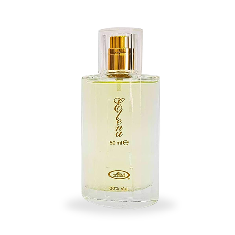 Al Rehab Elena EDP 50ml perfume bottle with elegant packaging, showcasing the floral and oriental fragrance notes.