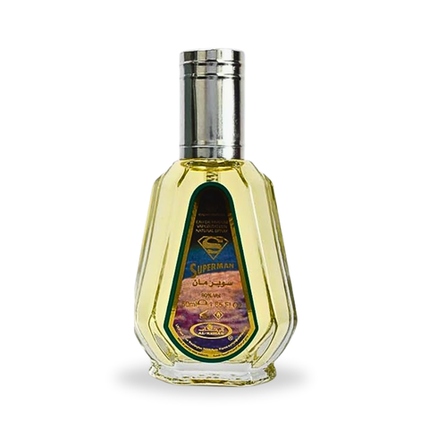 Al Rehab Super Man EDP Eau De Parfum 50ML bottle, featuring sleek packaging and masculine fragrance design.