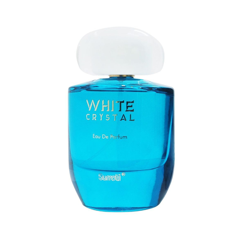 White Crystal EDP by Surrati, 100ML Eau De Parfum bottle with elegant white design, suitable for men and women.
