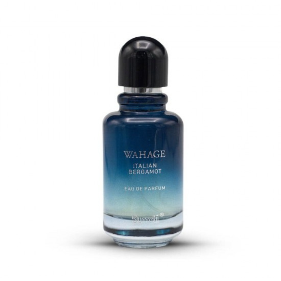 Surrati Wahage Italian Bergamot EDP 100ML bottle with floral and citrus accents, elegant fragrance for men and women.