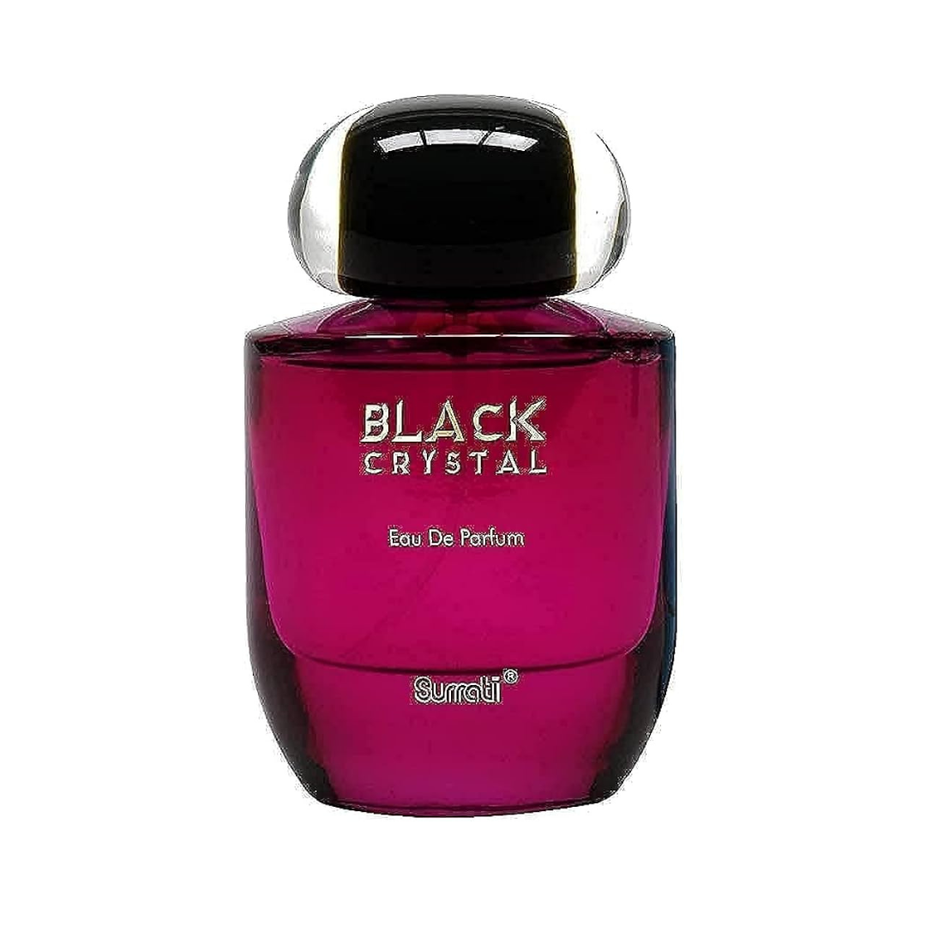 Black Crystal EDP by Surrati, 100ML, exotic unisex Eau De Parfum featuring a sleek black bottle with crystal accents.