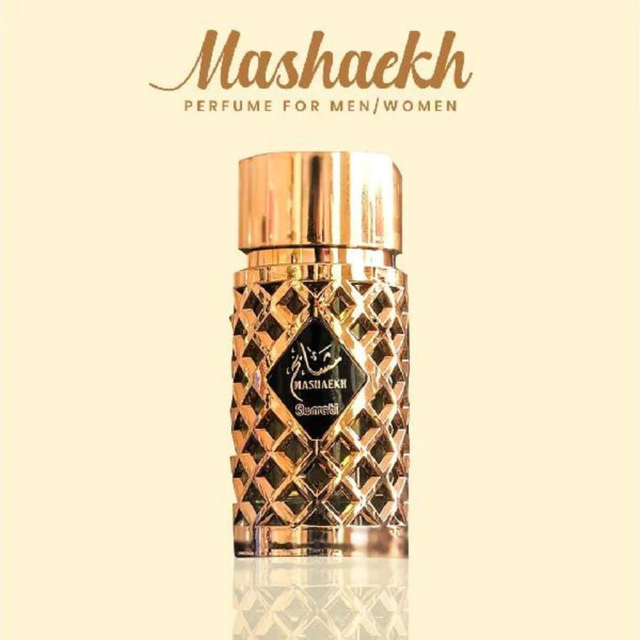 Surrati Mashaekh EDP 100ml Eau De Parfum bottle with elegant design, suitable for men and women, exotic fragrance scent.