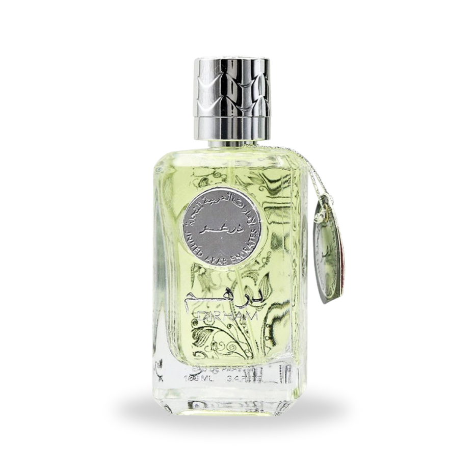 Ard Al Zaafaran Dirham EDP 100mL perfume bottle, unisex fragrance with a sweet aroma, showcased on a plain background.