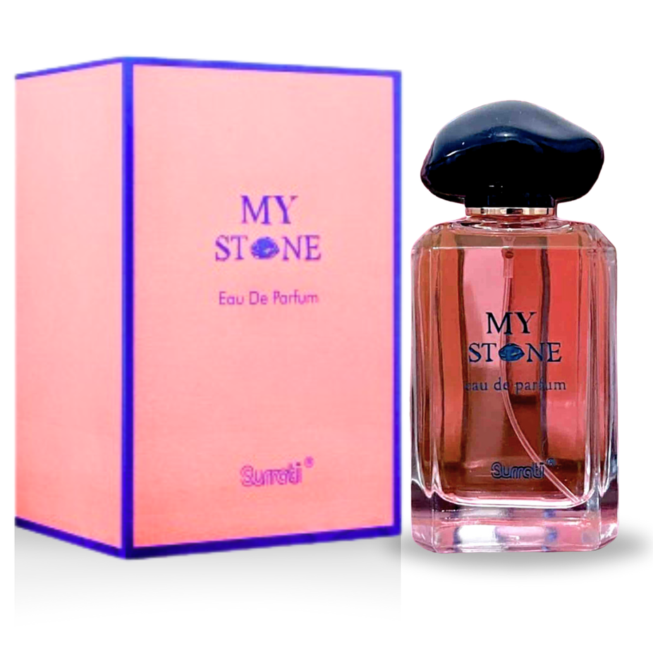 My Stone EDP by Surrati, 115ML, elegant bottle of exotic Eau de Parfum for men and women, featuring a luxurious fragrance.