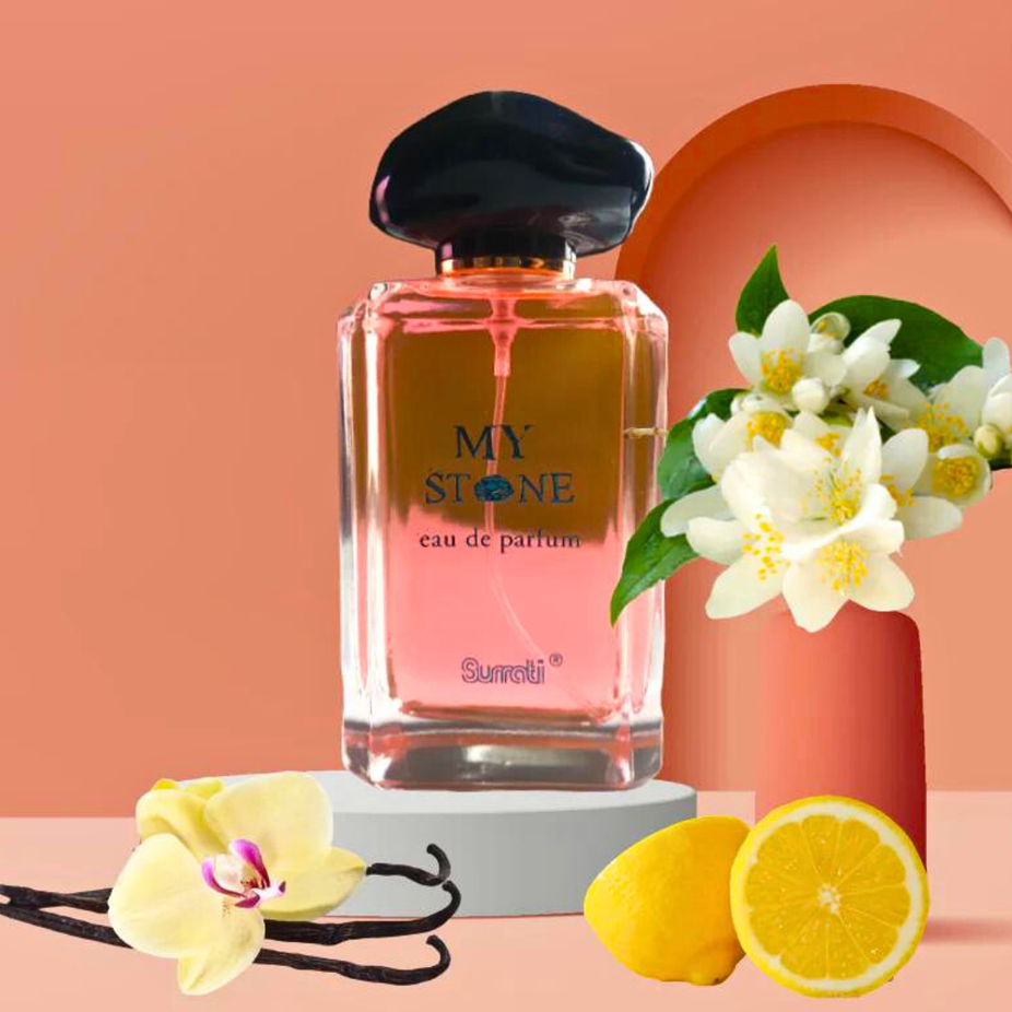 Surrati My Stone Eau De Parfum 115ML bottle, exotic fragrance for men and women, elegant glass perfume container.