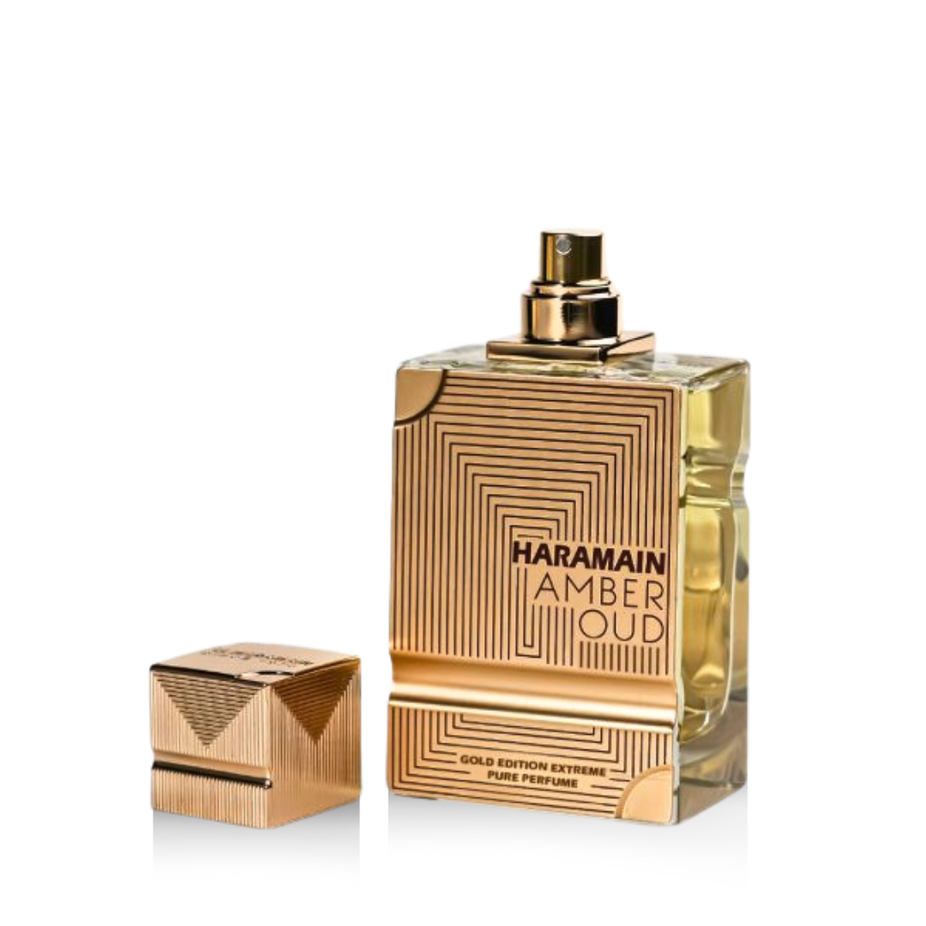 Al Haramain Amber Oud Gold Extreme Pure Perfume Eau de Parfum spray bottle, 60ml, featuring luxurious amber and oud notes.