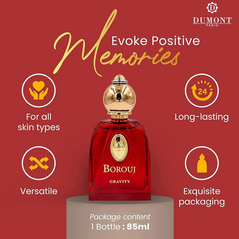 Borouj Gravity EDP 85ML (2.8OZ) By Dumont Paris | Long Lasting, Floral and Woody. - Intense Oud