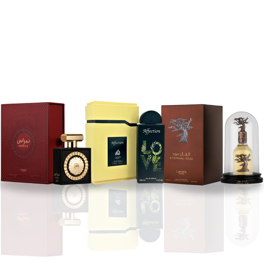 Lattafa Pride Affection Nebras Eternal Oud unisex EDP spray 100ML, luxurious long-lasting fragrance for men and women.