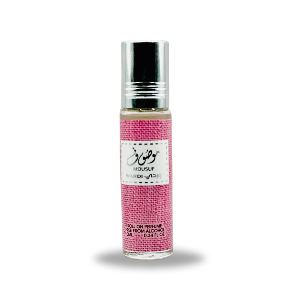 Mousuf Wardi Roll-On Perfume Oil by Ard Al Zaafaran in 10ml, concentrated perfume oil for men and women with a long-lasting scent.