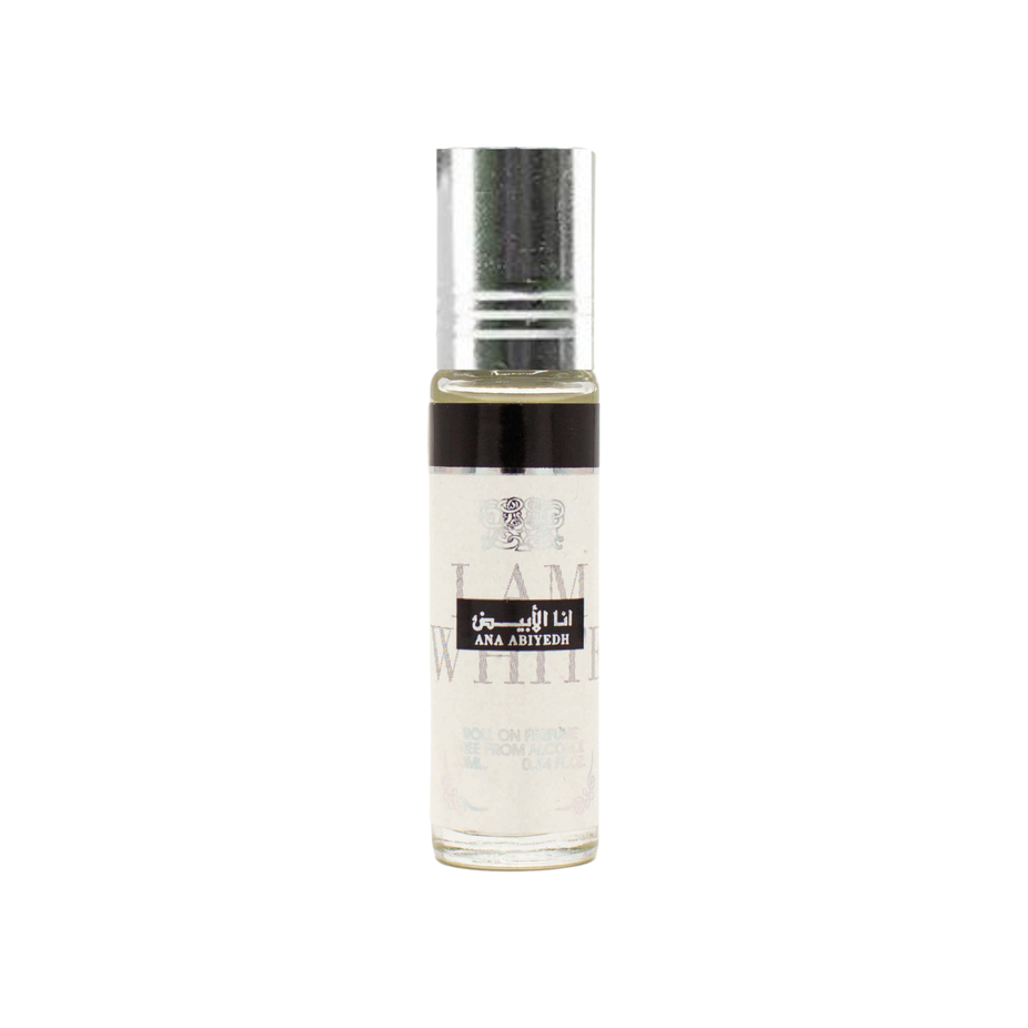 Ana Abiyedh roll-on perfume oil by Ard Al Zaafaran, 10ml, concentrated perfume oil for men and women with long-lasting scent.
